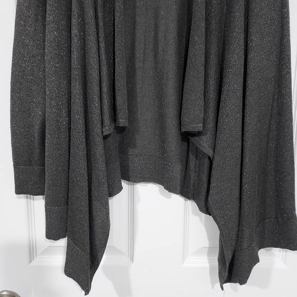 INC Woman Shimmery Gray Drape Open Front Cardigan in Size 2X - Picture 4 of 10